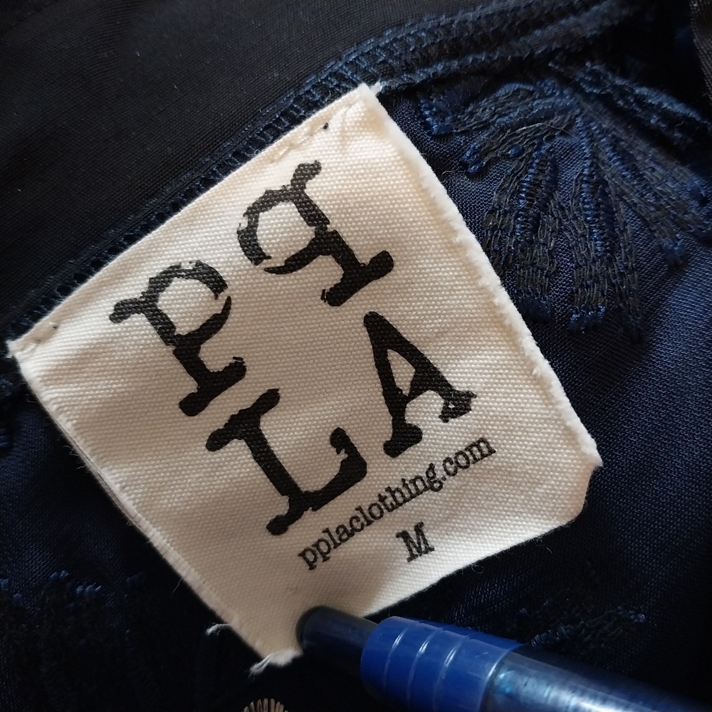 PPLA Starlit Woven Bomber Size Medium Mesh Navy Blue Embellished Zip Jacket - Picture 8 of 12